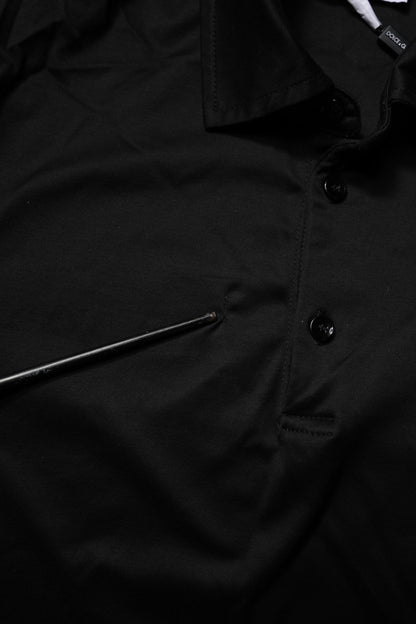 Black Cotton Collared Polo T-shirt