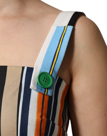 Multicolor Cotton Stripe Sleeveless Dress