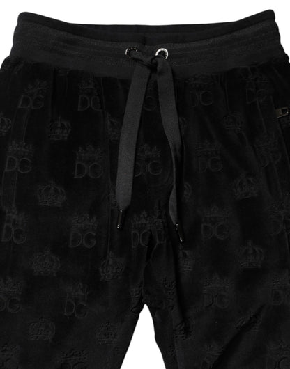 Black All-Over DG Logo Print Jogger Pants