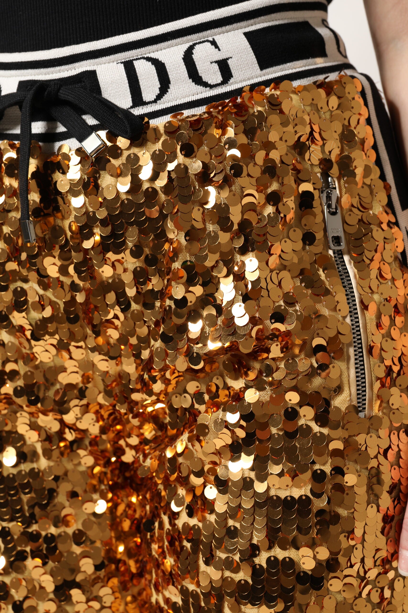 Metallic Gold DG Logo Sequined Jogger Pants