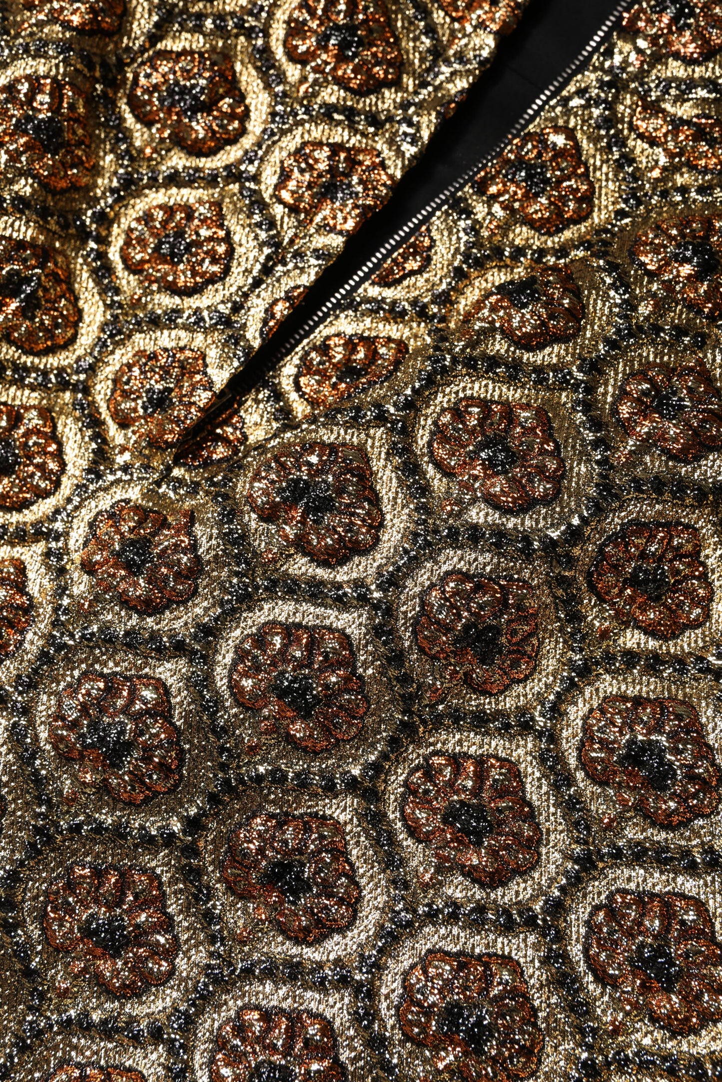 Brown Polyester Brocade A-line Mini Skirt