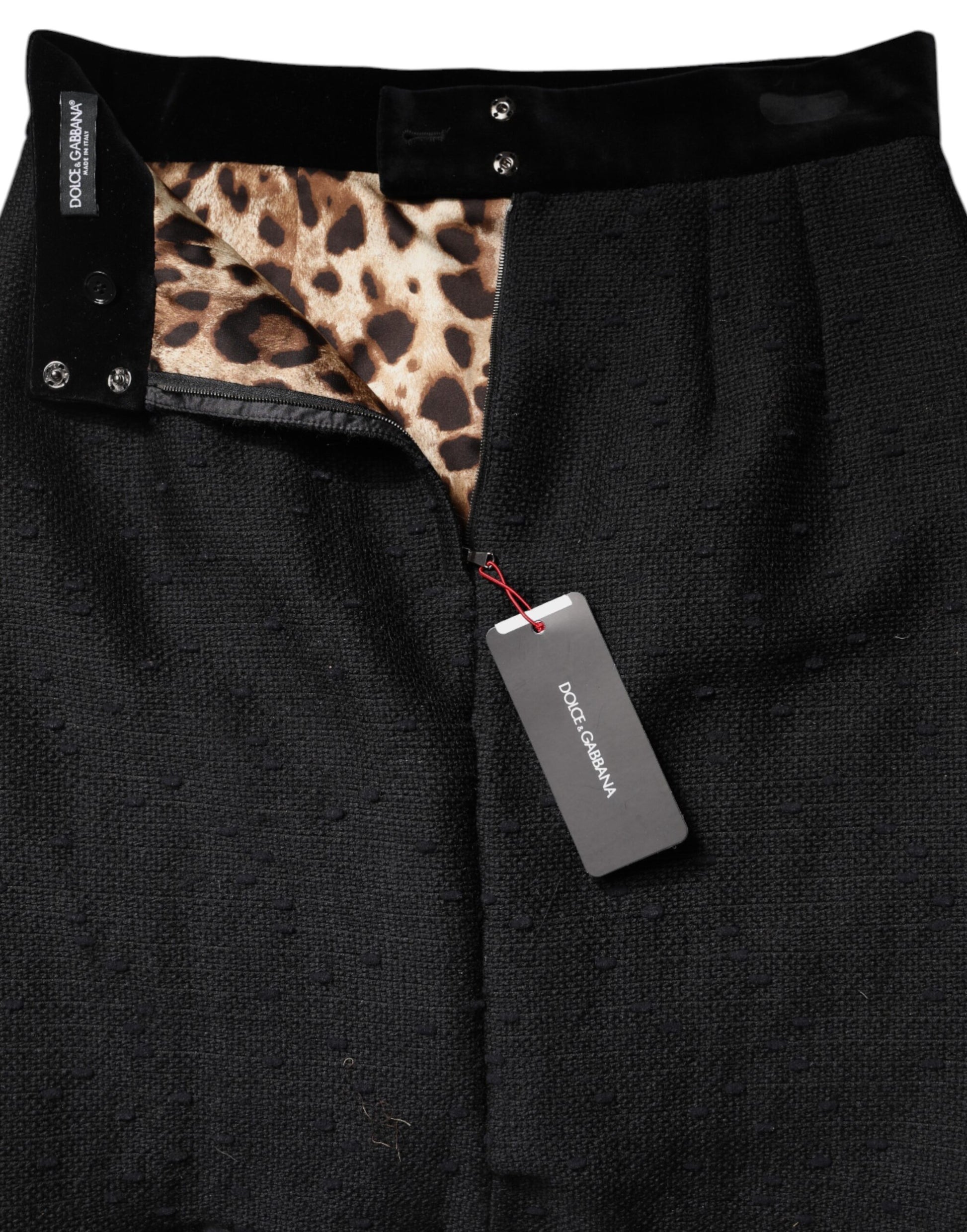 Black Wool Fringe High Waist Pencil Mini Skirt