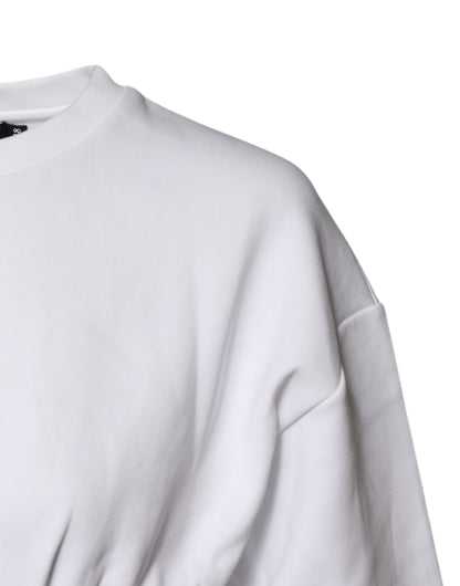 White Cotton Blend 3/4 Sleeves Blouse Top