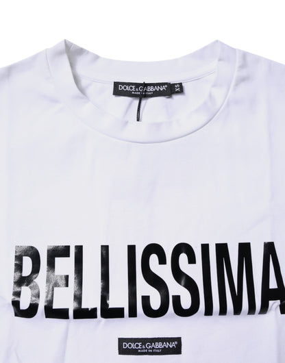White Bellissima Cotton Crew Neck T-shirt