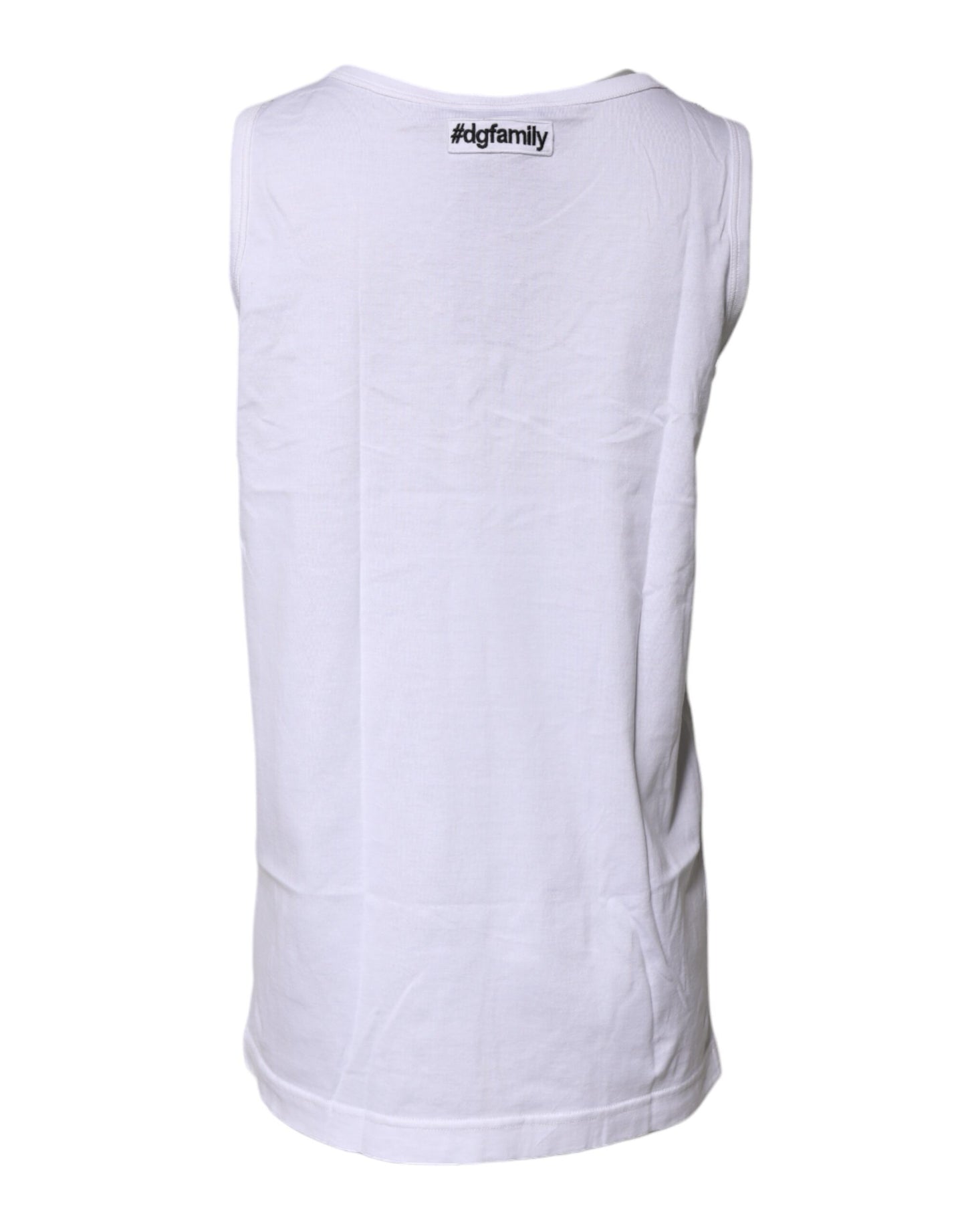 White Cotton Anchor Chain Embroidery Tank Top