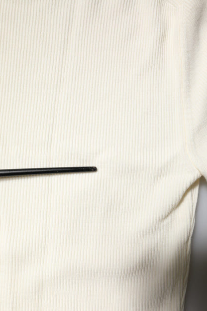 Cream Long Sleeves Turtleneck Slim Sweater