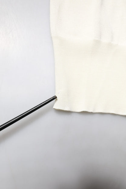 Cream Short Sleeve Silk Round Neck Blouse Top