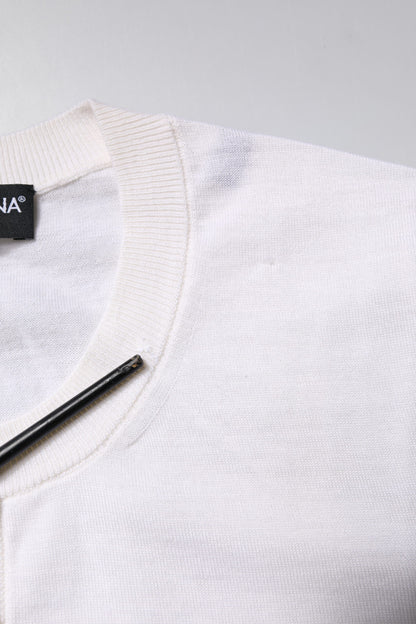 Cream Cashmere Knit Cropped Cardigan Sweater