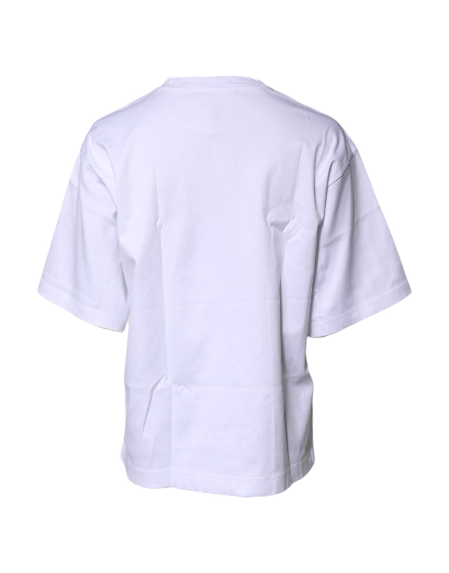 White Printed Cotton Round Neck Top T-shirt