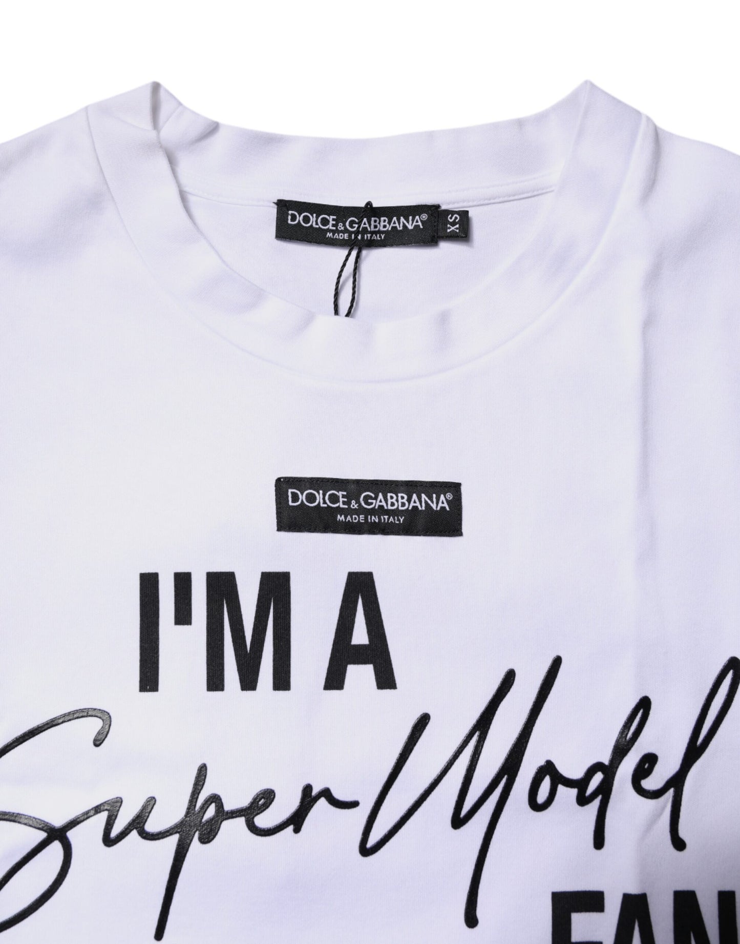 White Printed Cotton Round Neck Top T-shirt