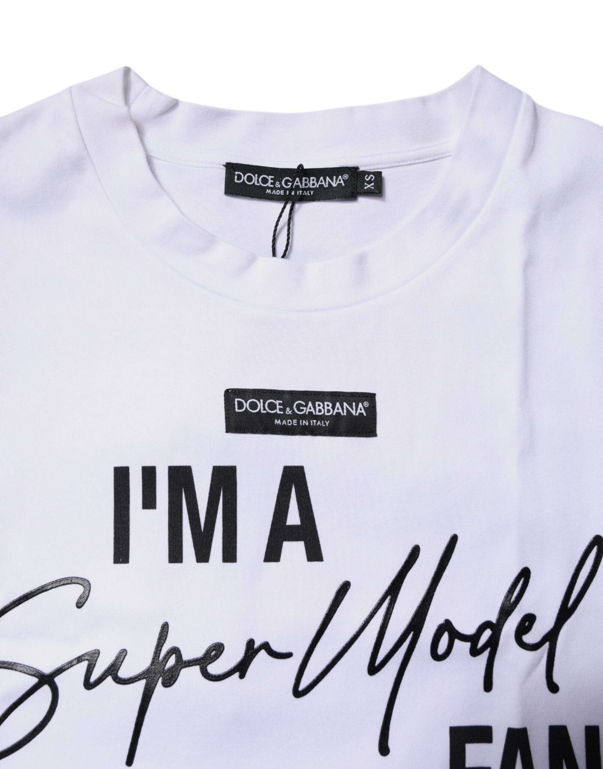 White Printed Cotton Round Neck Top T-shirt