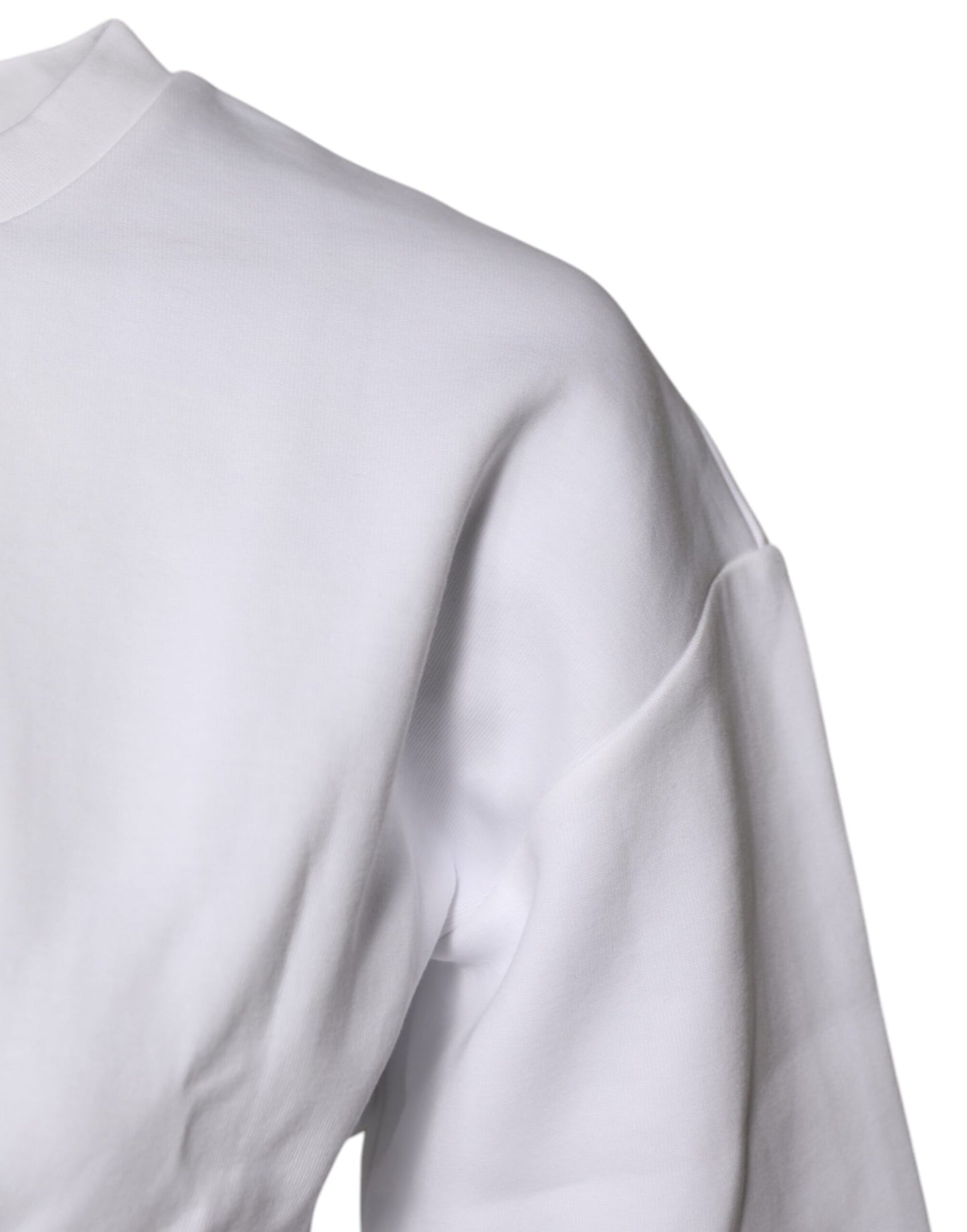 White Cotton Blend 3/4 Sleeves Blouse Top