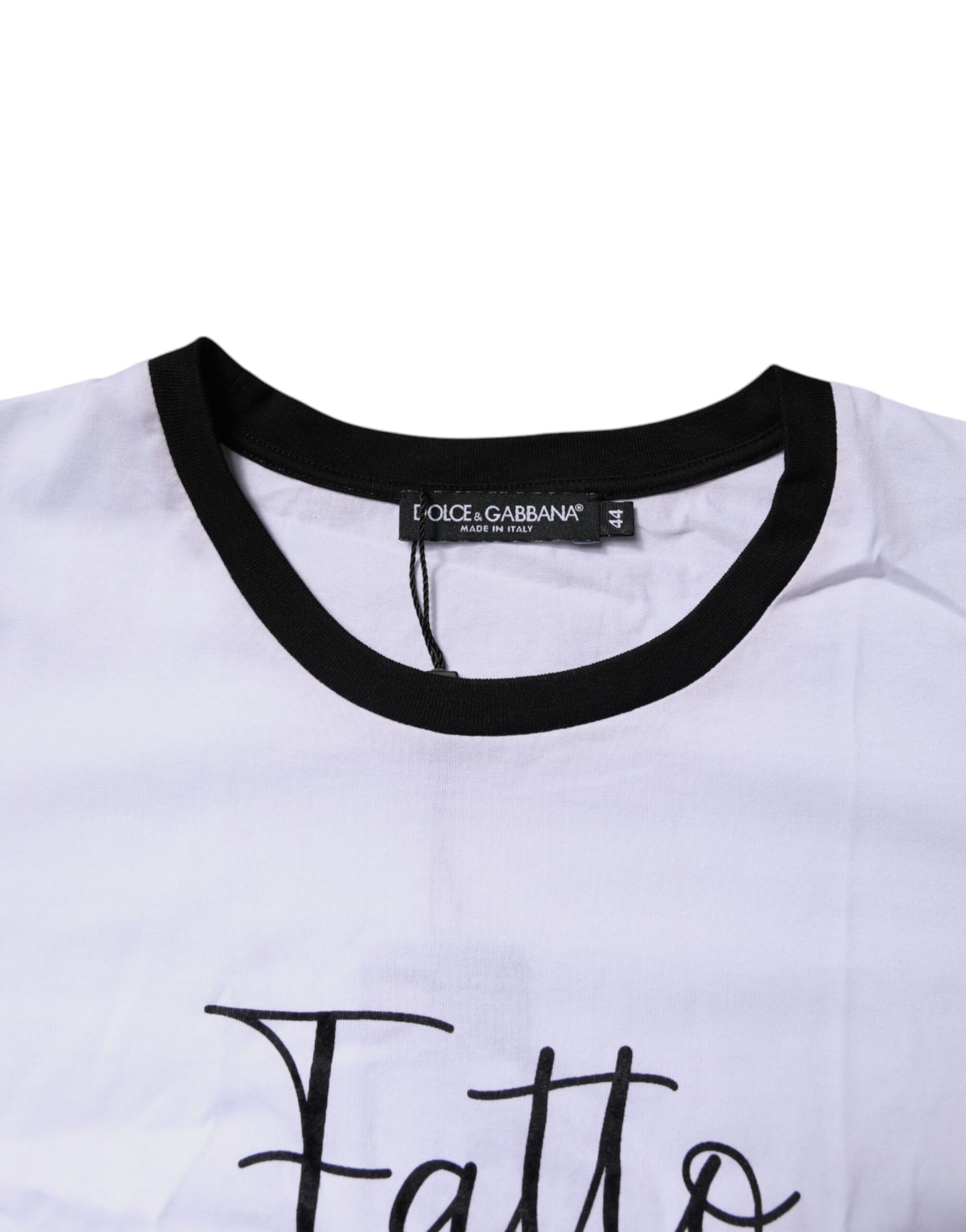 White Printed Round Neck Top Cotton T-shirt