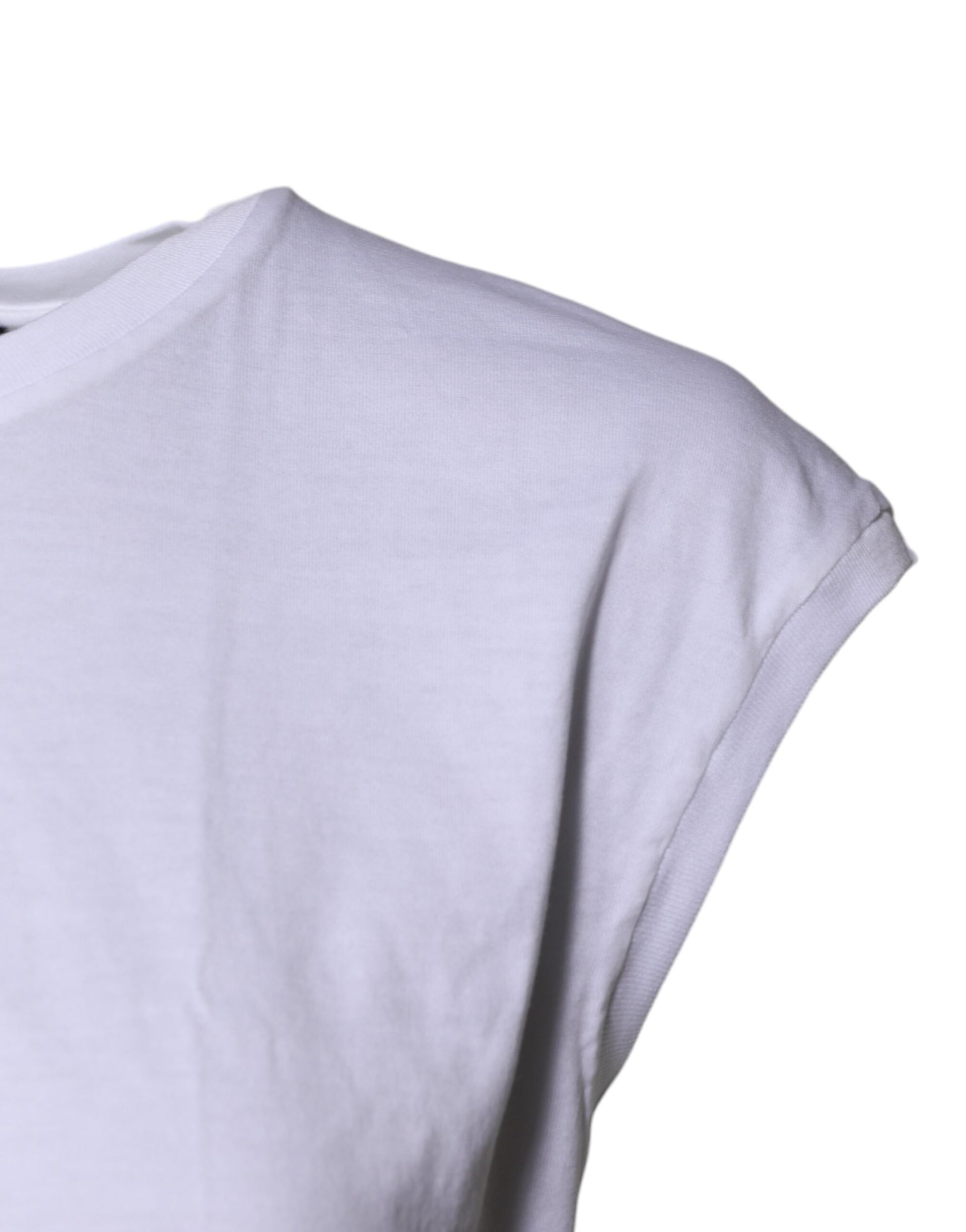 White Cotton Sleeveless Round Neck Tank Top