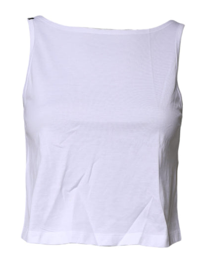 White Cotton Sleeveless Round Neck Tank Top