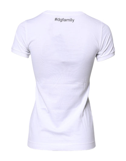 White Cotton #DGFAMILY Embroidery T-shirt