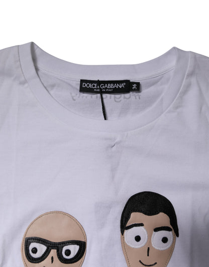 White #DGFAMILY Embroidery Cotton T-shirt