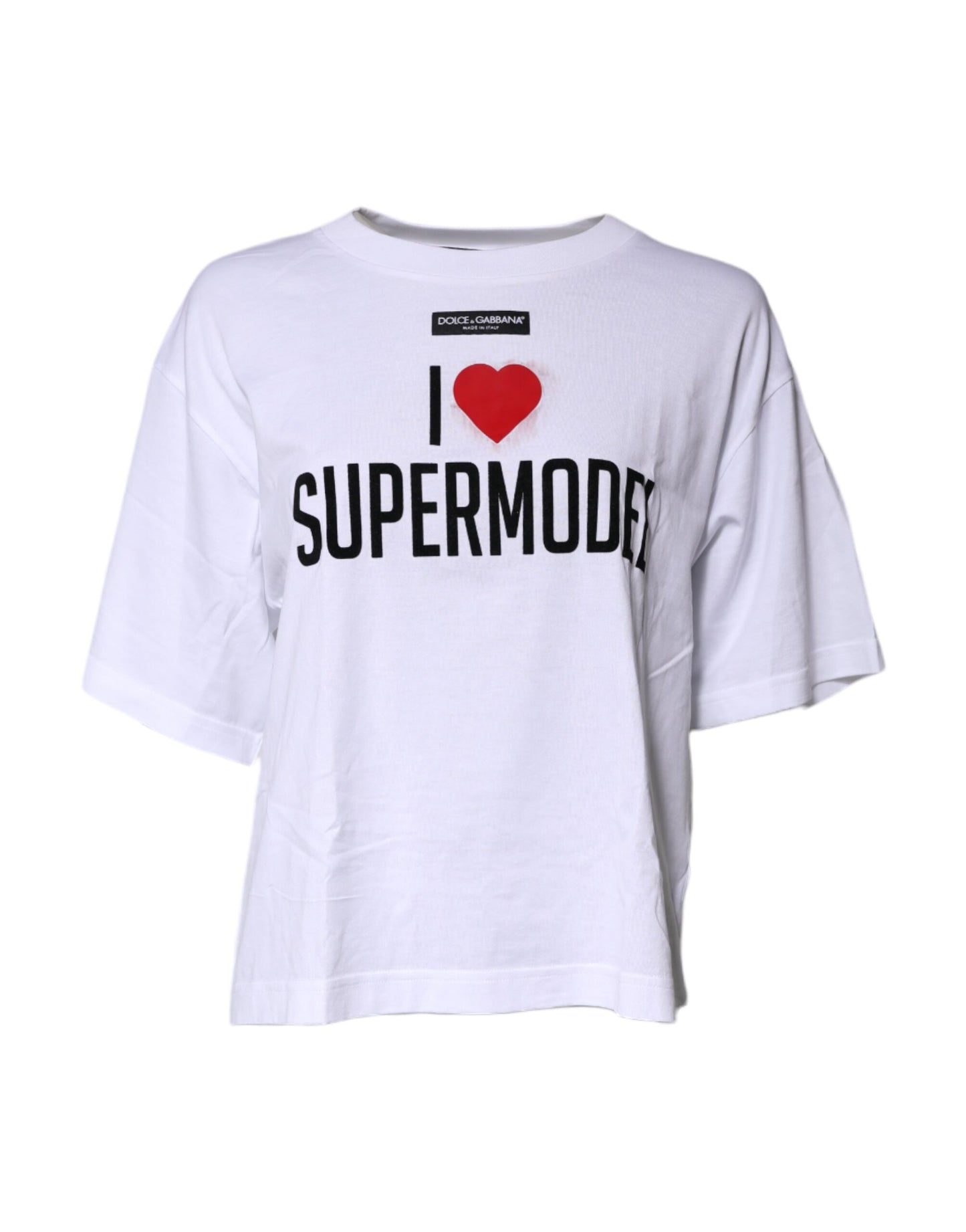 White Printed Round Neck Top Cotton T-shirt