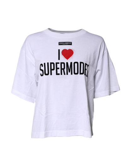 White Printed Round Neck Top Cotton T-shirt