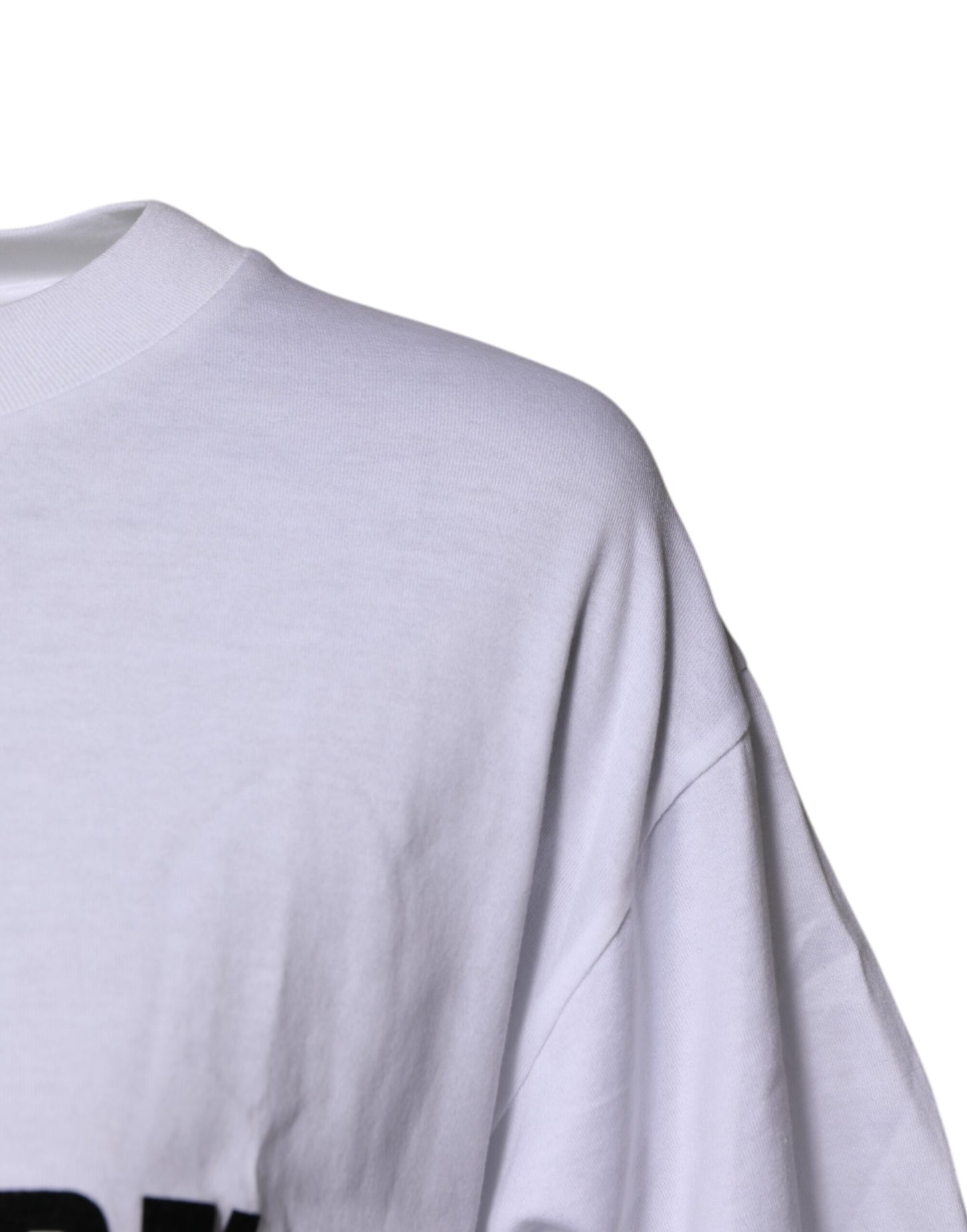 White Printed Round Neck Top Cotton T-shirt