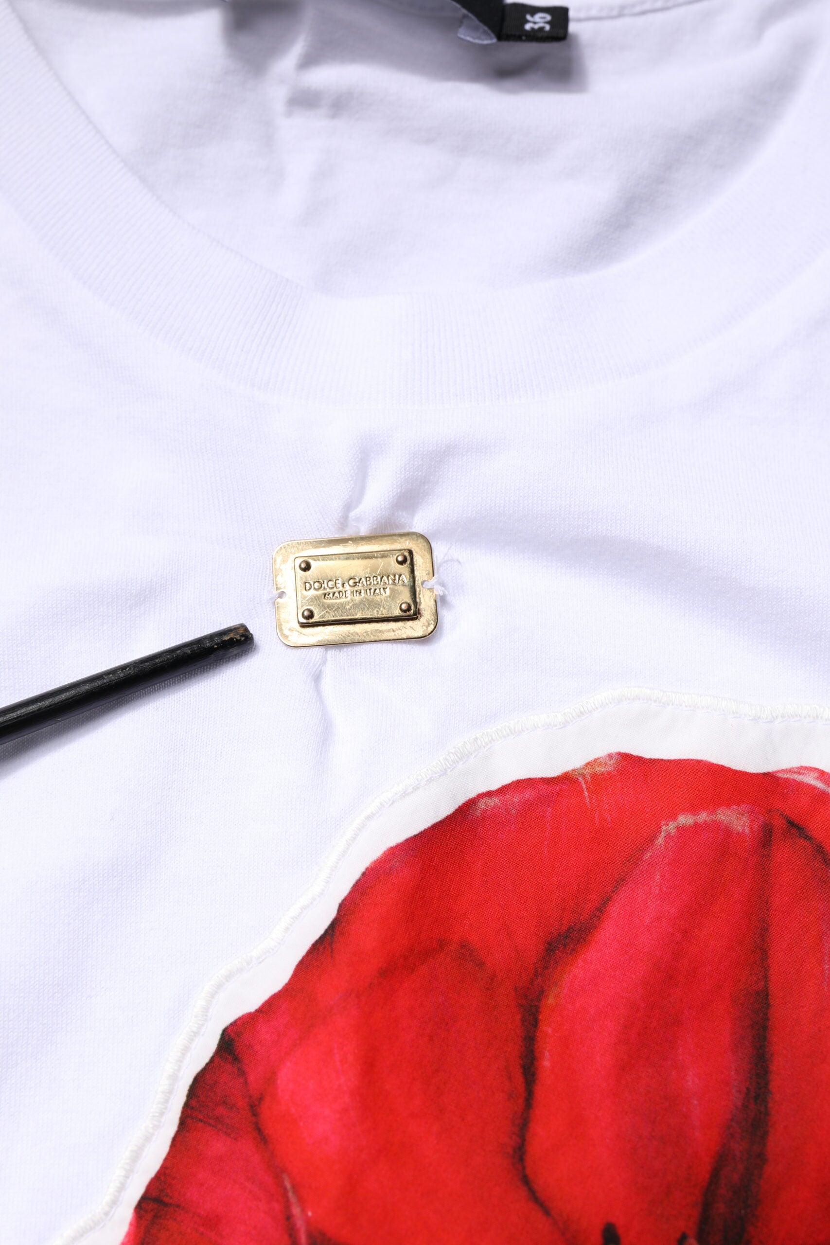 White Floral Print Cotton Crew Neck T-shirt