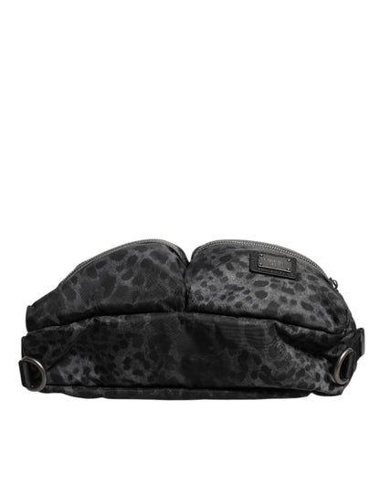 Black Gray Leopard DG Logo Belt Waist Fanny Pack Bag