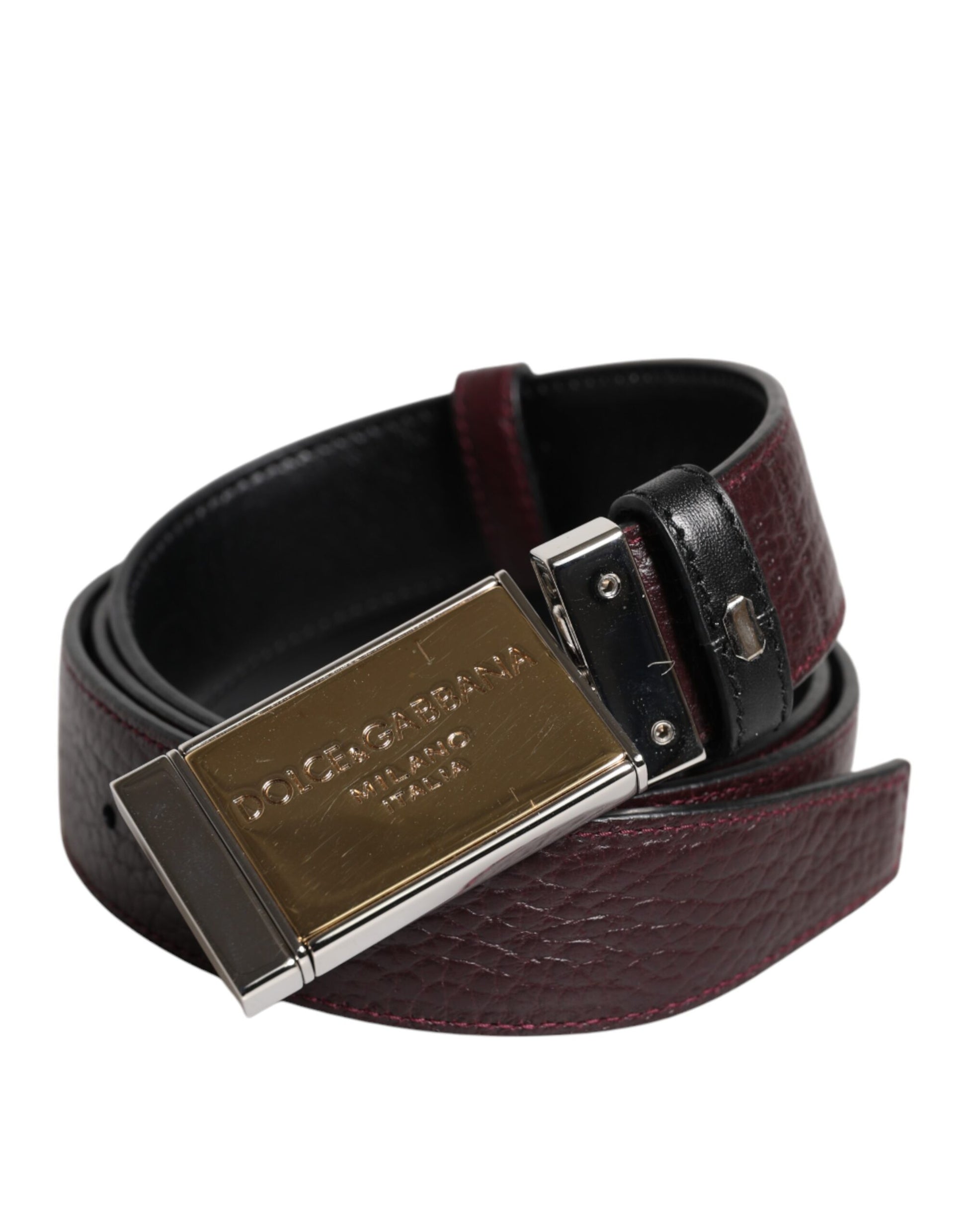 Black Brown Leather Metal Buckle Reversible Belt