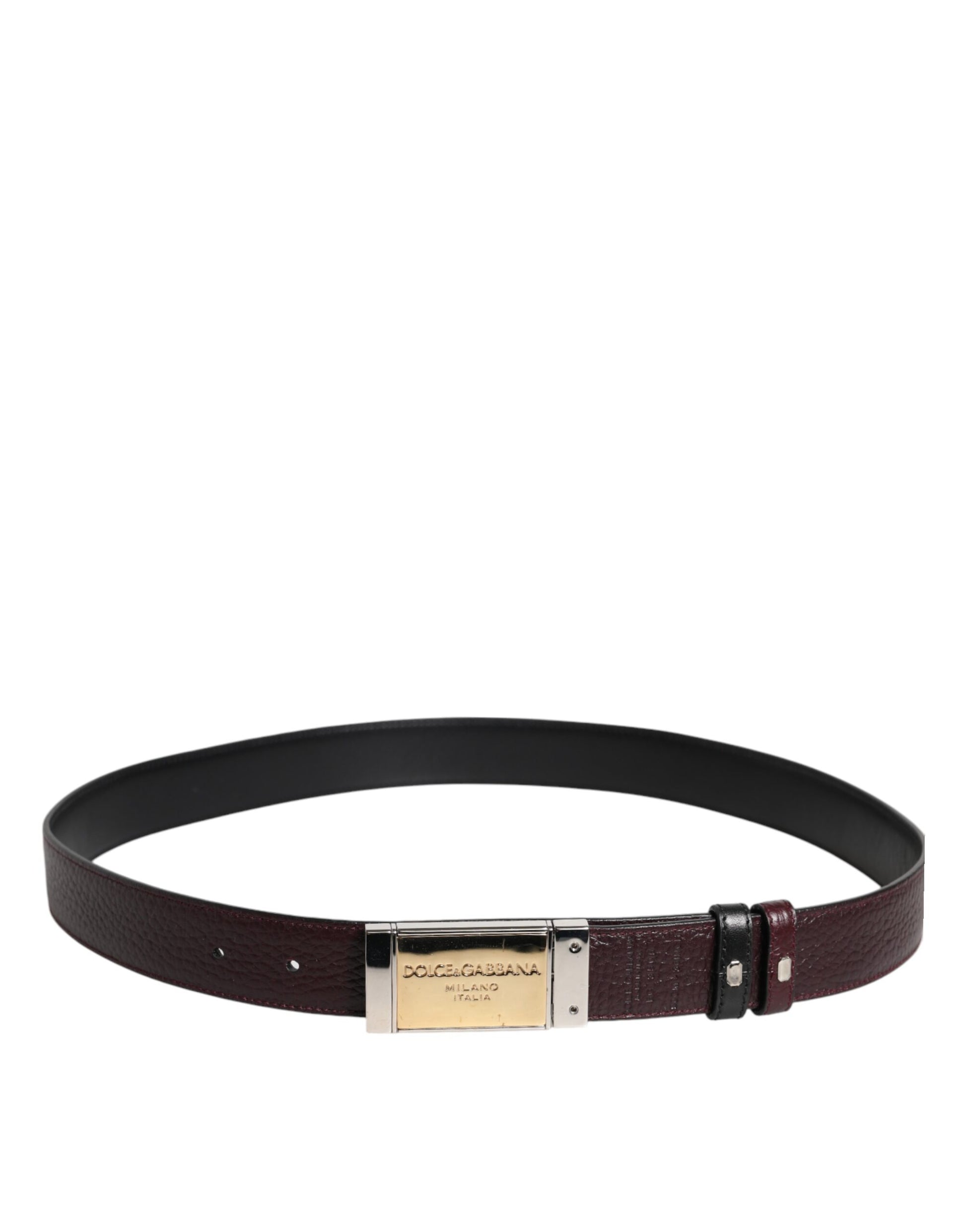 Black Brown Leather Metal Buckle Reversible Belt