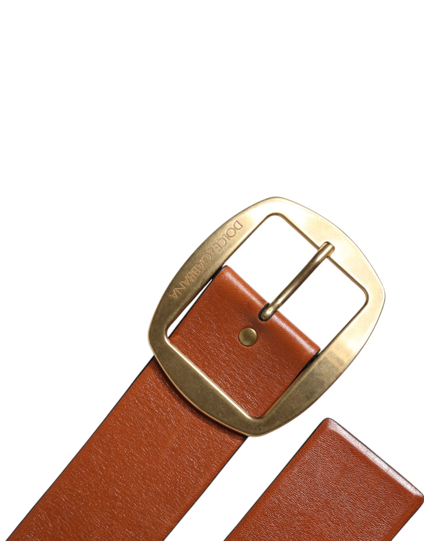Brown Leather Gold Metal Buckle Classic Belt