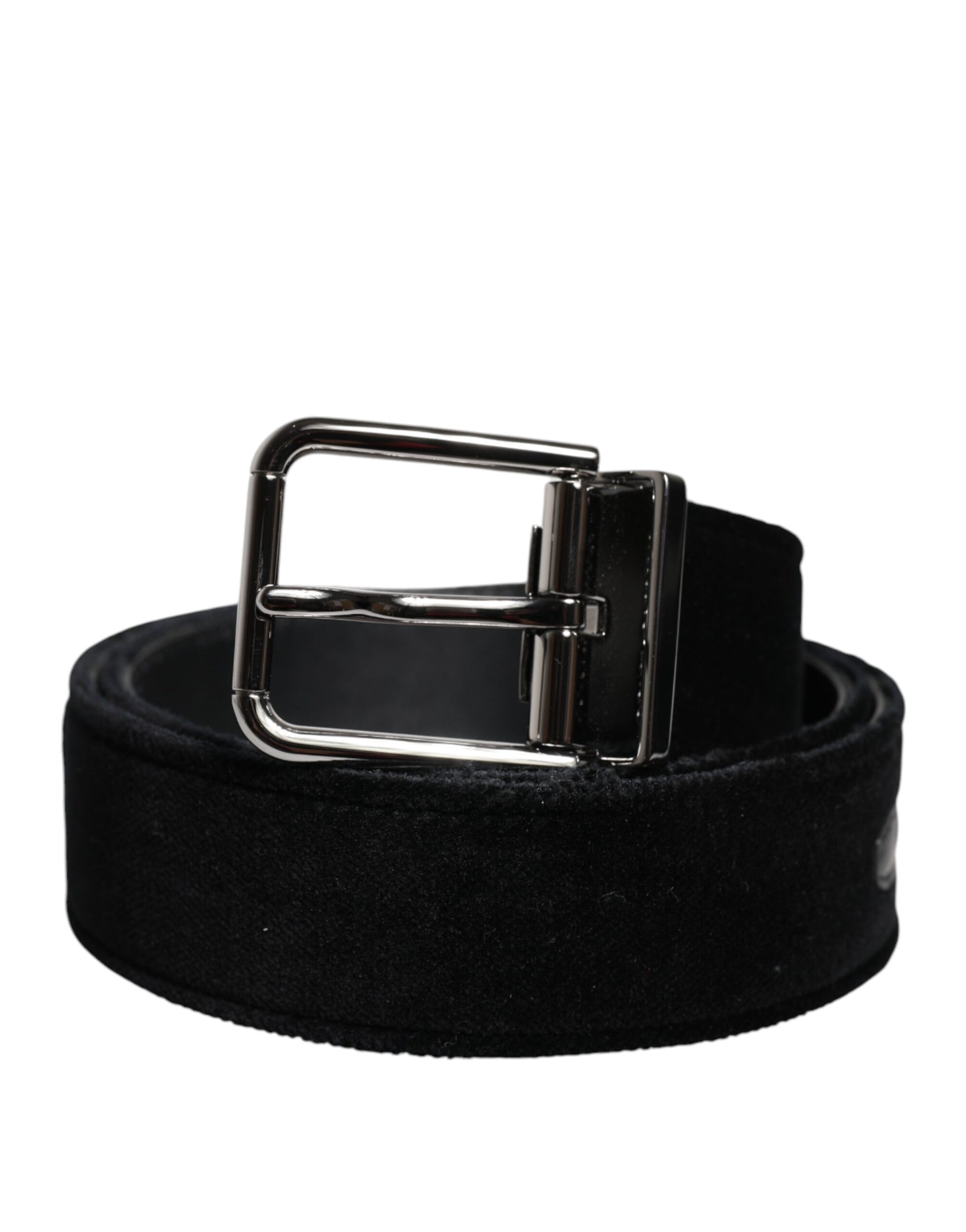 Black Cotton Silver Tone Metal Buckle Belt