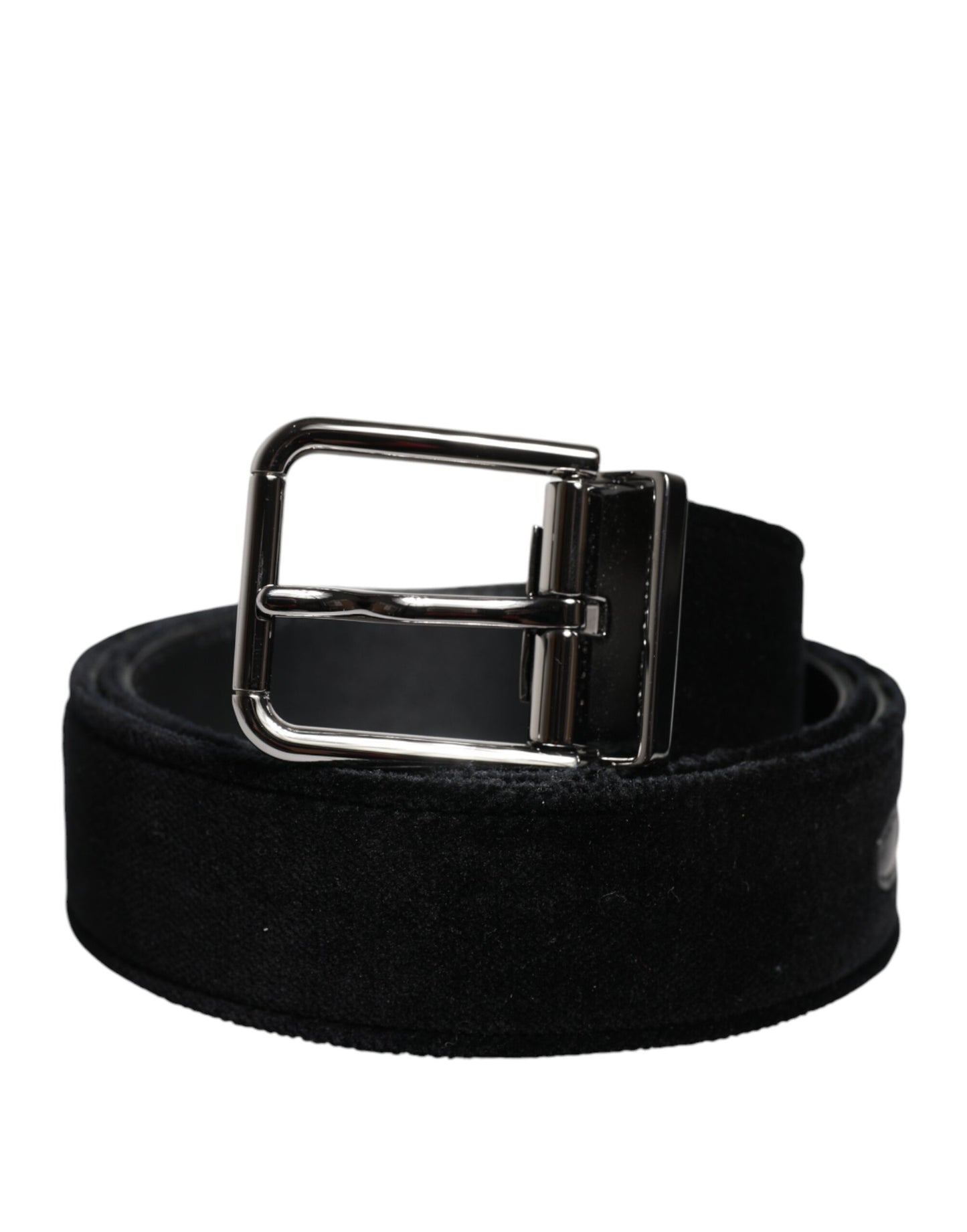 Black Cotton Silver Tone Metal Buckle Belt