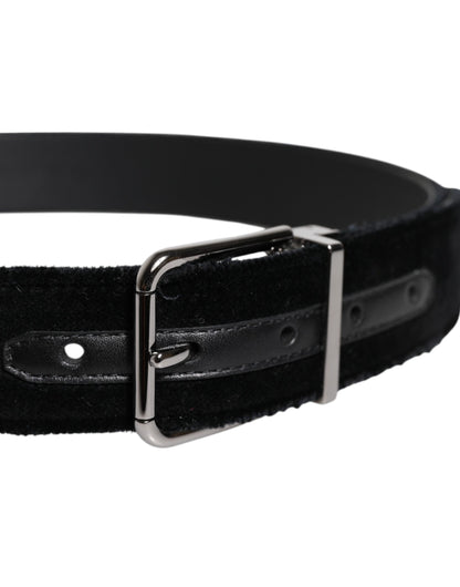 Black Cotton Silver Tone Metal Buckle Belt