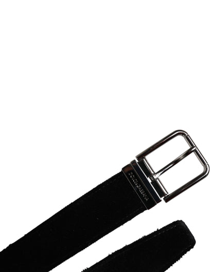 Black Cotton Silver Tone Metal Buckle Belt