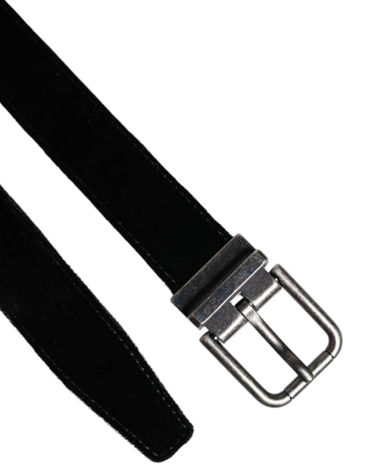 Black Leather Metal Buckle Classic Belt