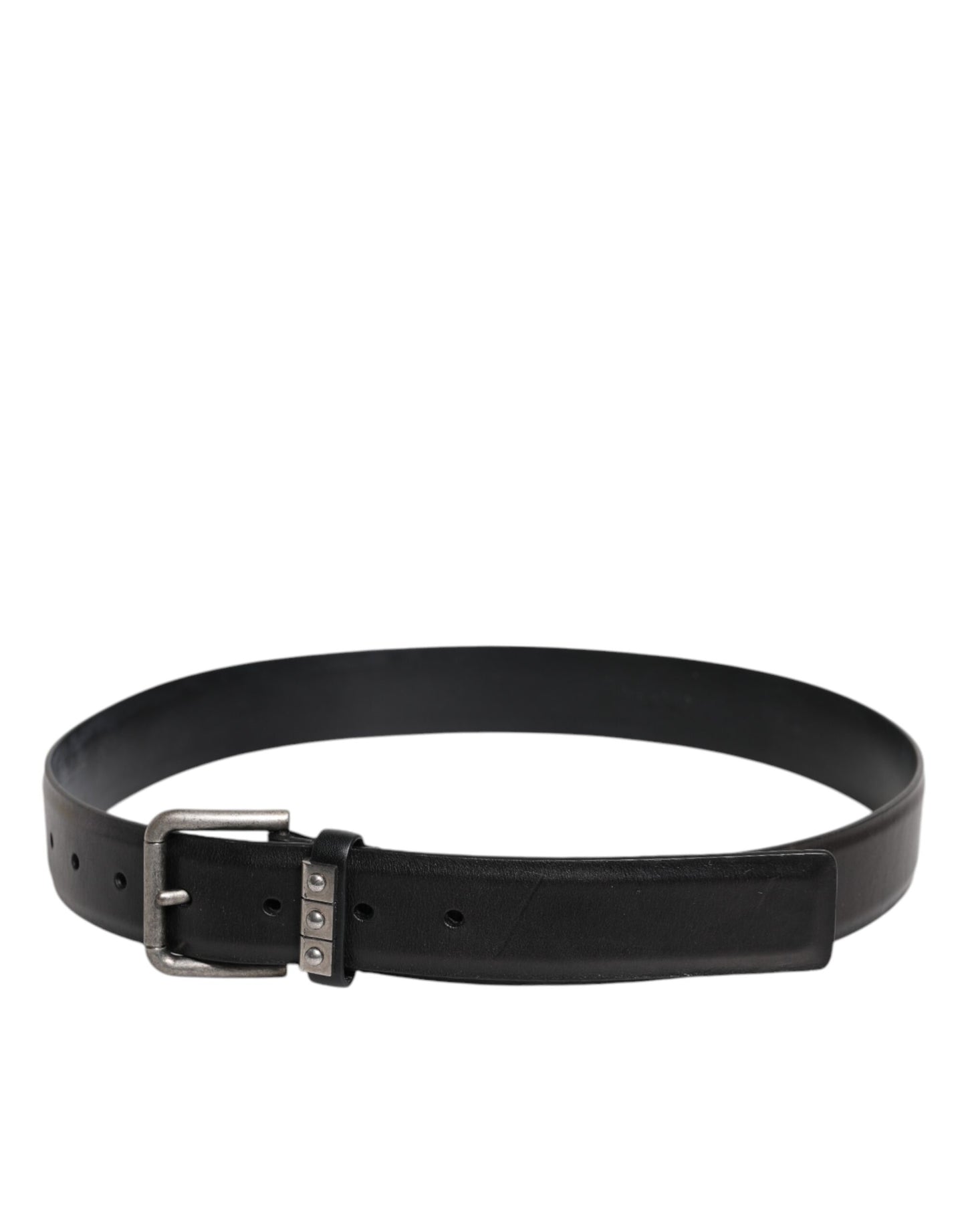 Black Leather Metal Buckle Classic Belt