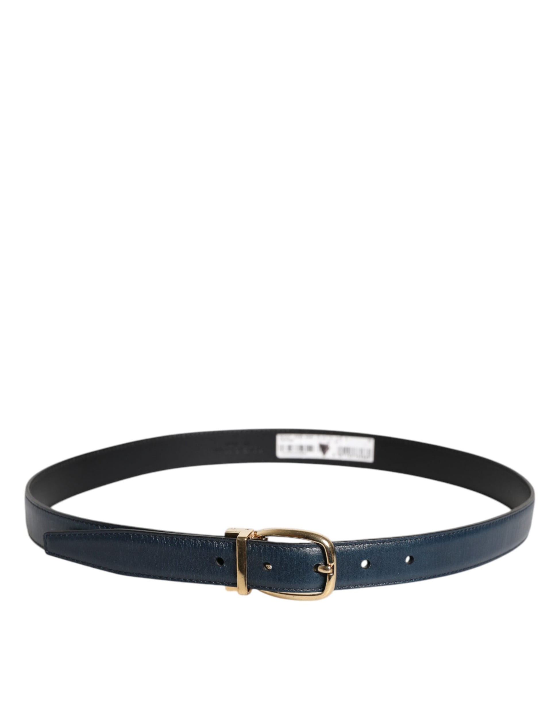 Blue Leather Metal Buckle Classic Belt
