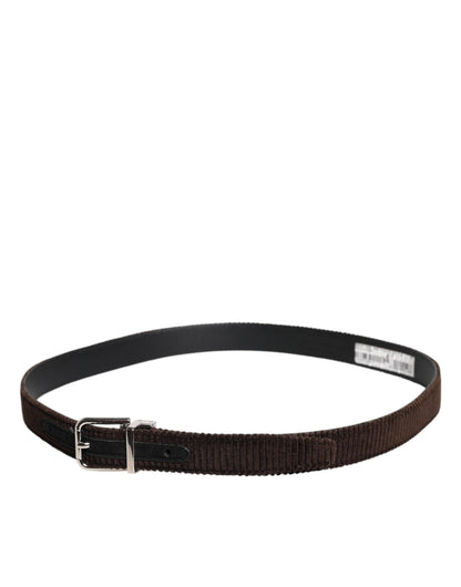 Brown Velvet Metal Buckle Classic Belt