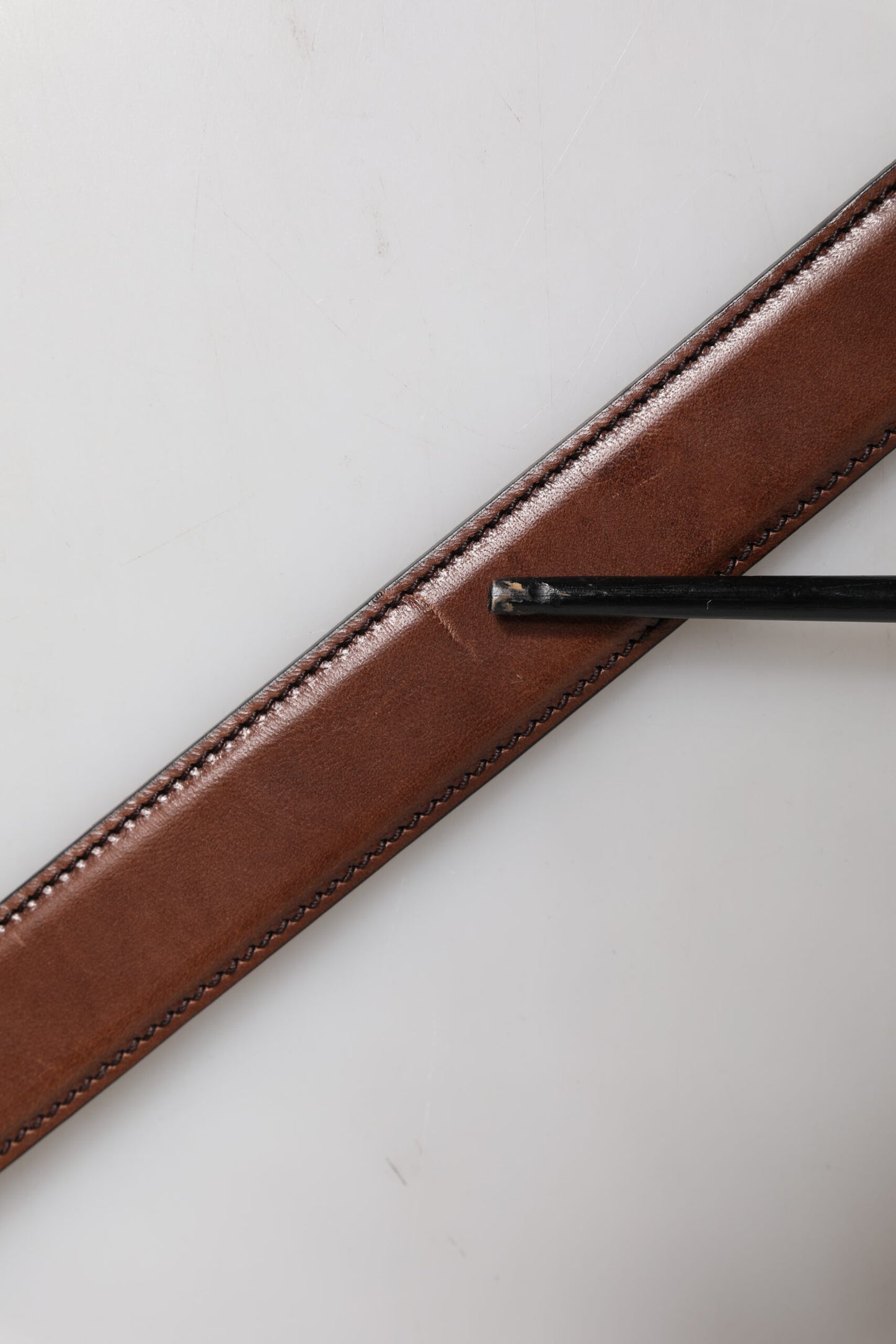 Brown Leather Metal Buckle Classic Belt