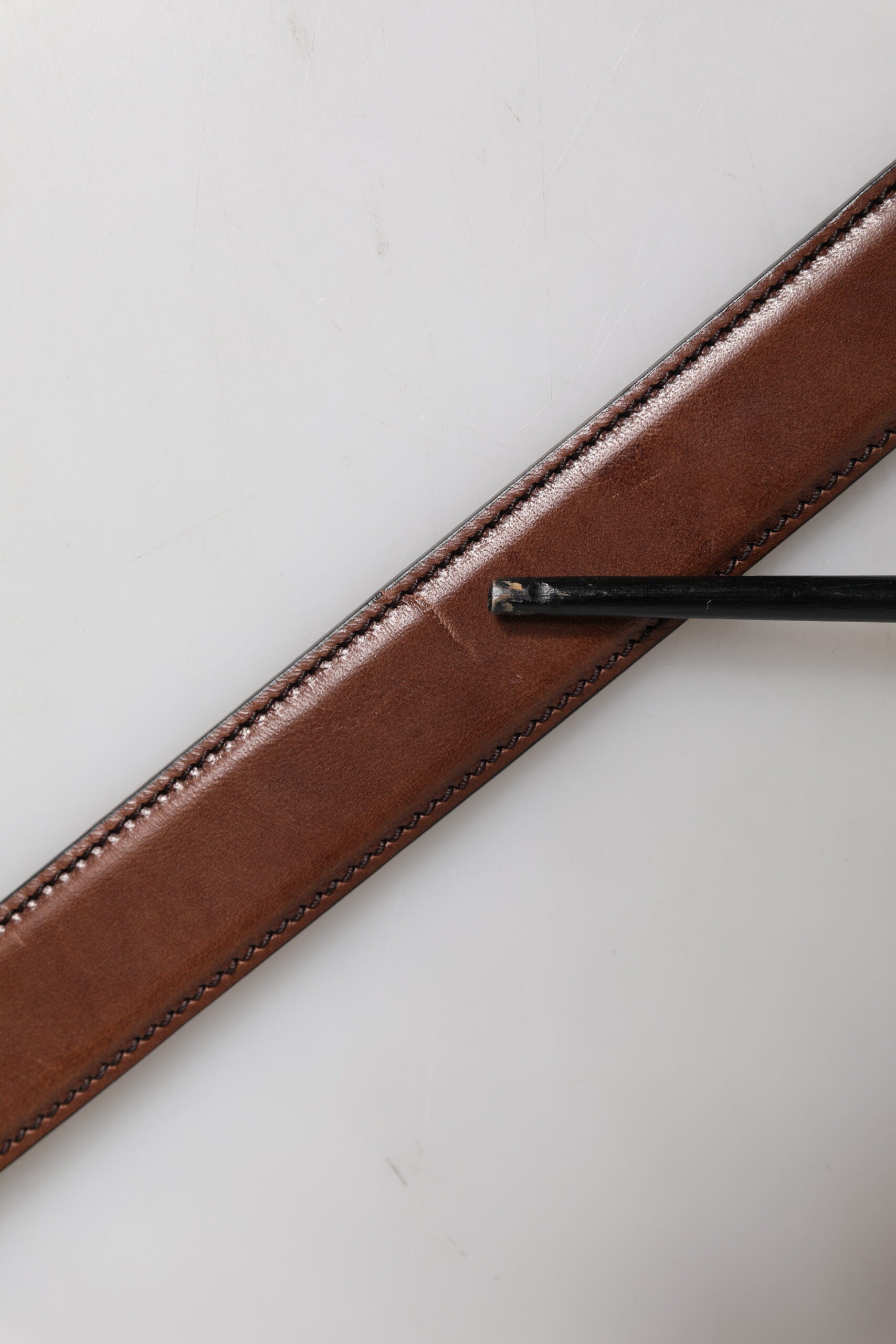 Brown Leather Metal Buckle Classic Belt