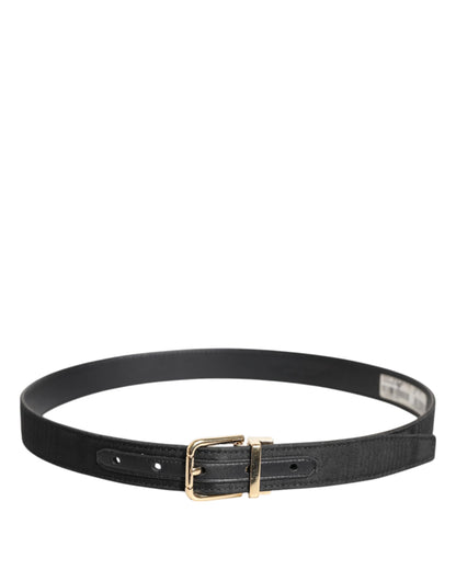 Black Classic Gold Metal Logo Buckle Belt