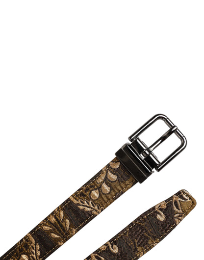 Multicolor Jacquard Leather Logo Buckle Belt