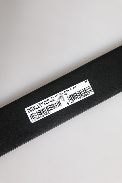 Black Leather DG Logo Plaque Buckle Belt