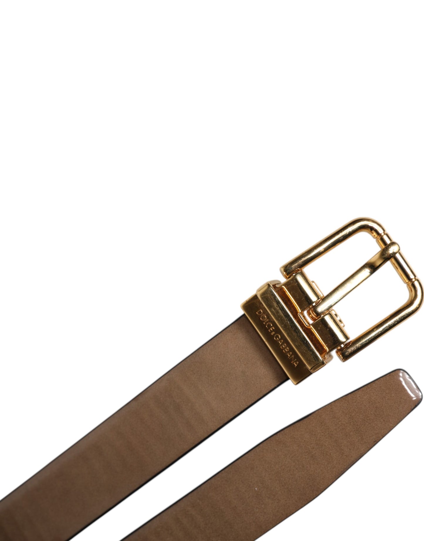Brown Leather Classic Metal Logo Buckle Belt
