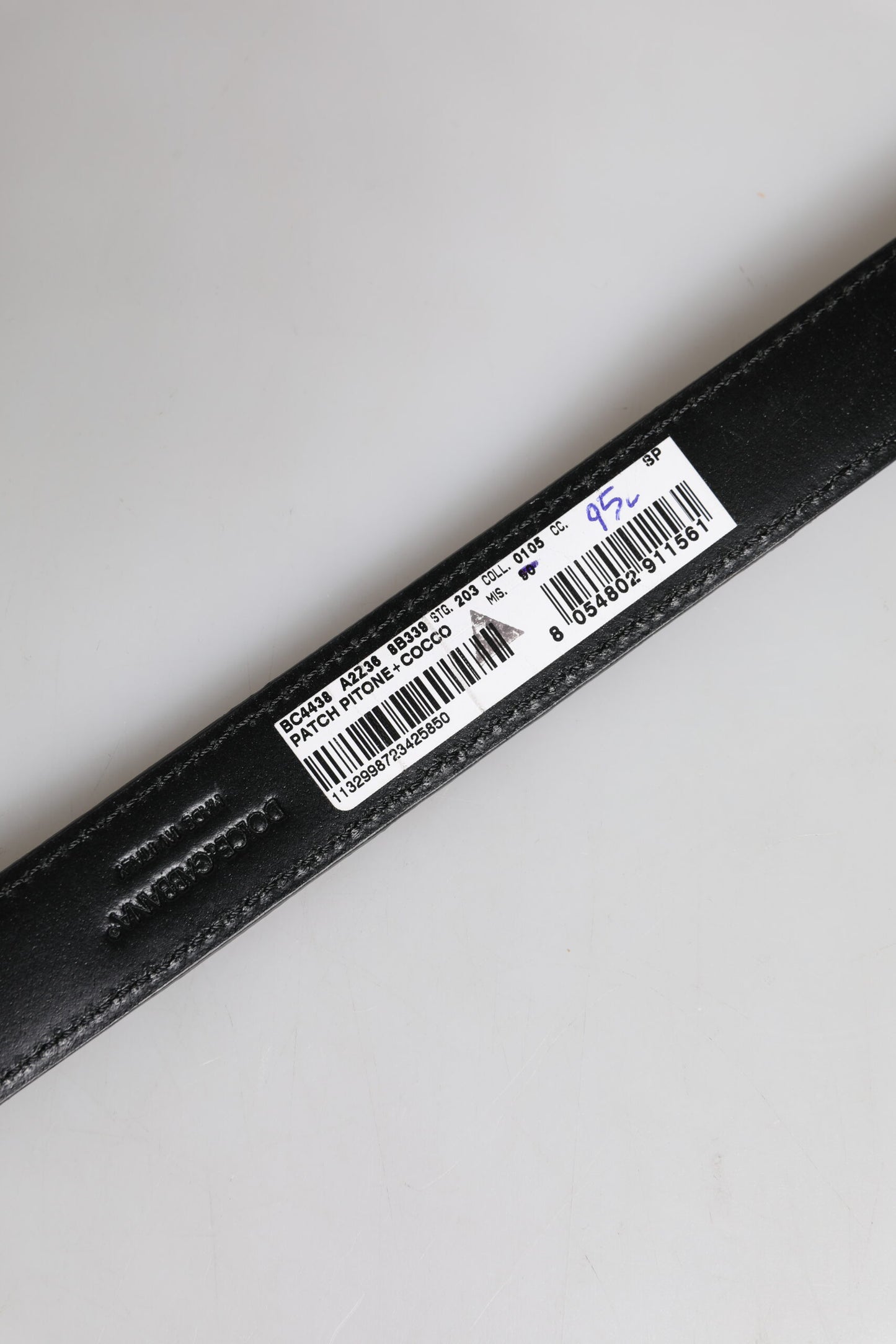 Brown Exotic Leather Metal Logo Buckle Belt