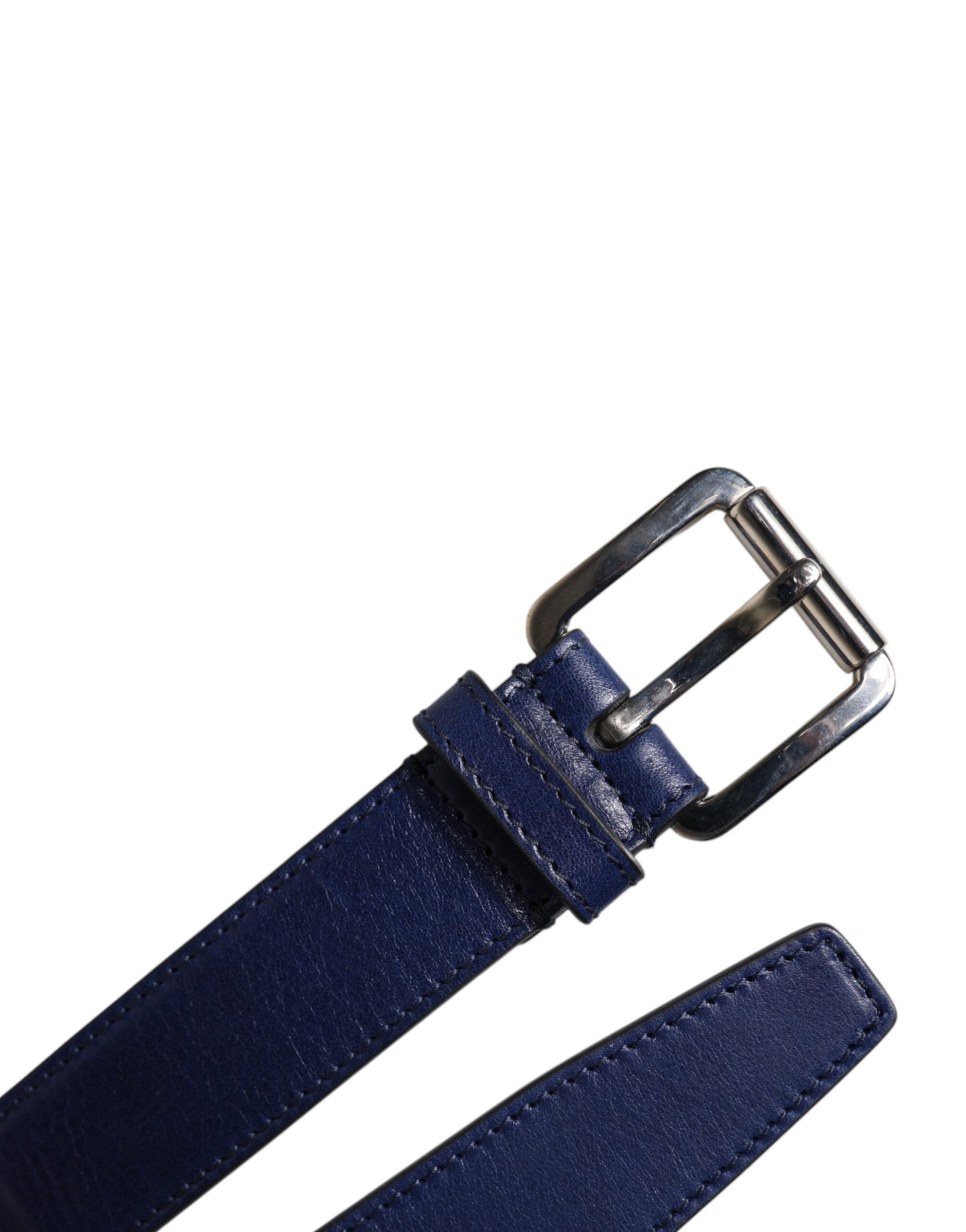 Blue Cotton Leather Printed Metal Buckle Belt