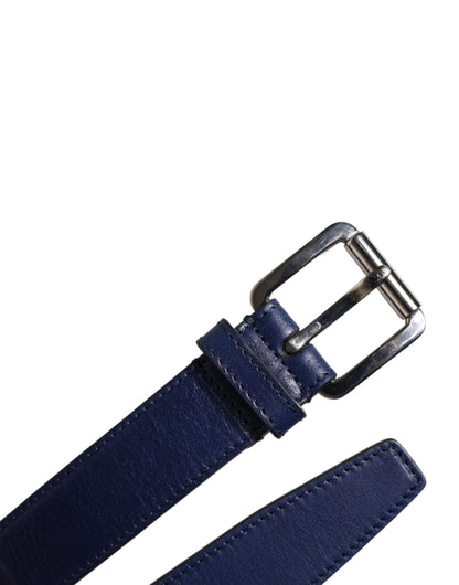 Blue Cotton Leather Printed Metal Buckle Belt