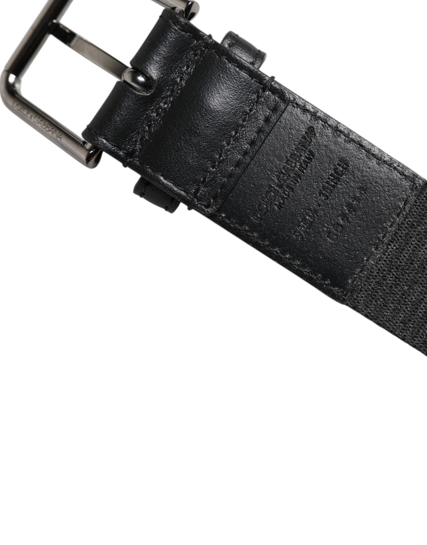 Black Leather Classic Metal Logo Buckle Belt