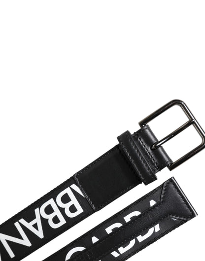 Black Leather Classic Metal Logo Buckle Belt