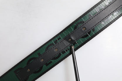 Green Black Classic Metal Logo Buckle Belt