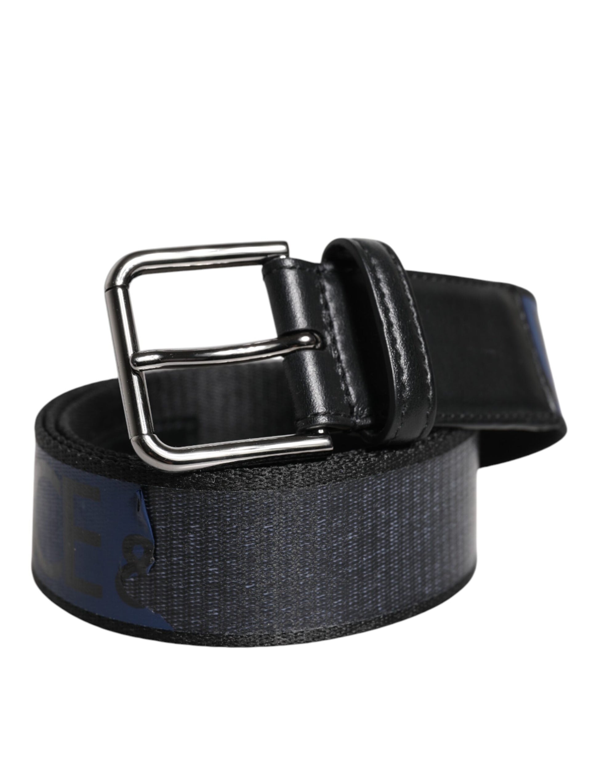 Black Blue Polyester Printed Metal Buckle Belt